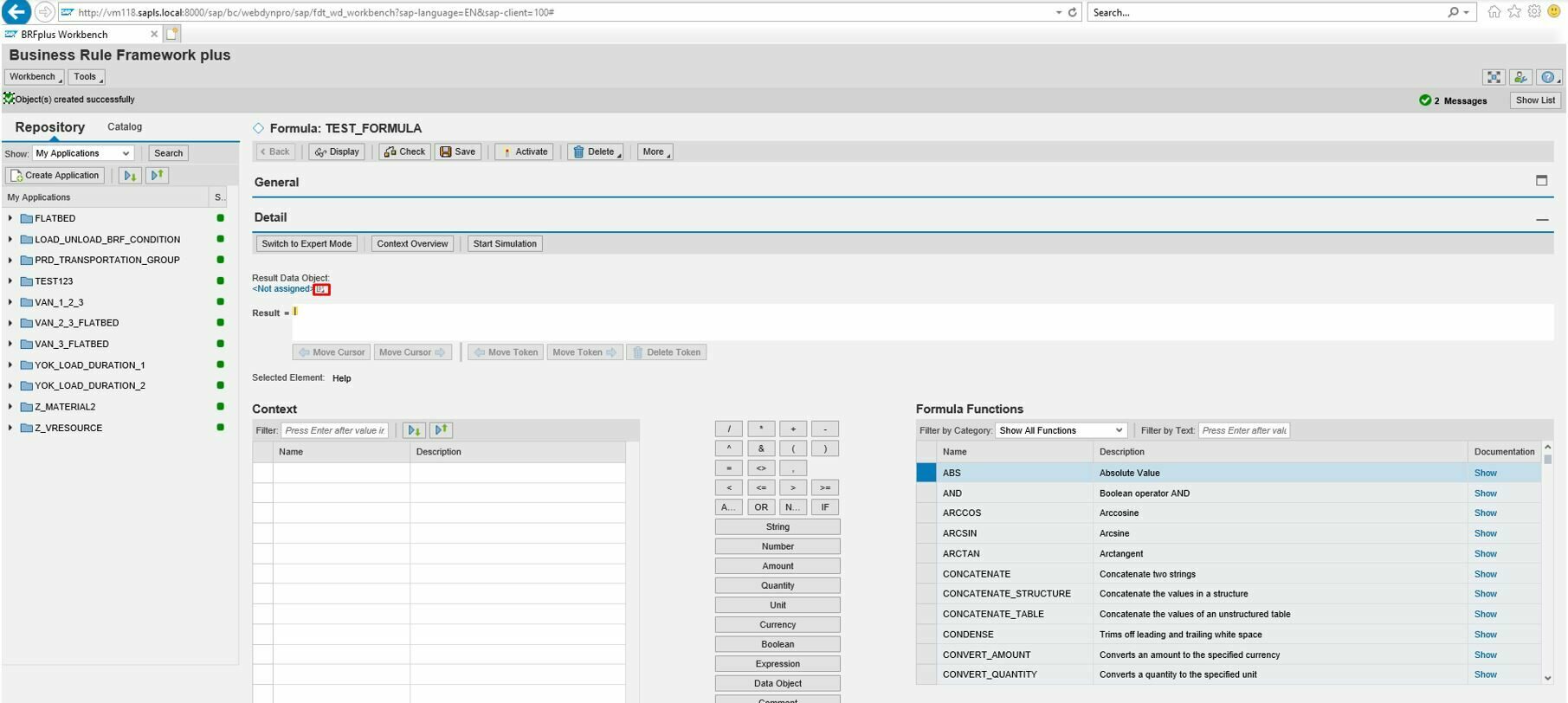 Screenshot of Business rule framework screen- SAP